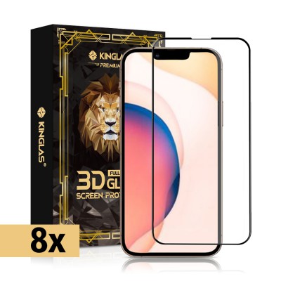 Kinglas 8 Packs Full Coverage Tempered Glass Screen Protector For iPhone 13 / 13 Pro / 14 / 16E