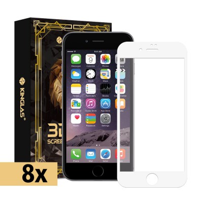 Kinglas 8 Packs Full Coverage Tempered Glass Screen Protector For iPhone 7 / 8-White