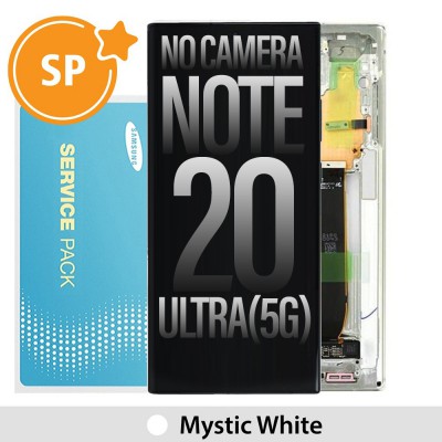 Samsung Galaxy Note20 Ultra N985F/N986B OLED Screen Replacement with Frame Digitizer GH82-23622C/GH82-23596C/GH82-31461C/GH82-31453C/GH82-31458C (Service Pack)-Mystic White 