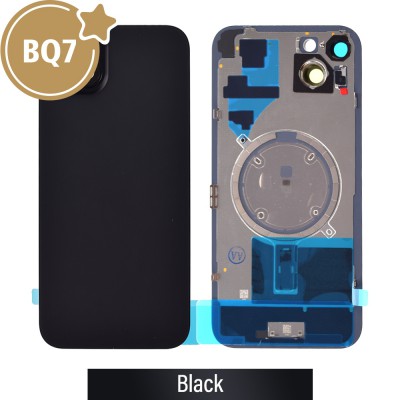 BQ7 Rear Cover Glass with Camera Lens Glass and Magsafe Magnet for iPhone 15 Plus (NO LOGO)-Black