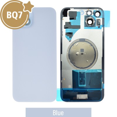 BQ7 Rear Cover Glass with Camera Lens Glass and Magsafe Magnet for iPhone 15 Plus (NO LOGO)-Blue