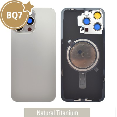 BQ7 Rear Cover Glass with Camera Lens Glass and Magsafe Magnet for iPhone 15 Pro Max (NO LOGO)-Natural Titanium