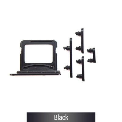 Dual SIM Card Tray and Side Button for iPhone 16 / 16 Plus-Black (Compatible with Single SIM Phones and Dual SIM Phones)