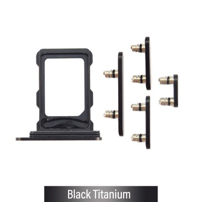 Dual SIM Card Tray and Side Button for iPhone 16 Pro / 16 Pro Max-Black Titanium (Compatible with Single SIM Phones and Dual SIM Phones)