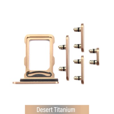 Dual SIM Card Tray and Side Button for iPhone 16 Pro / 16 Pro Max-Desert Titanium (Compatible with Single SIM Phones and Dual SIM Phones)