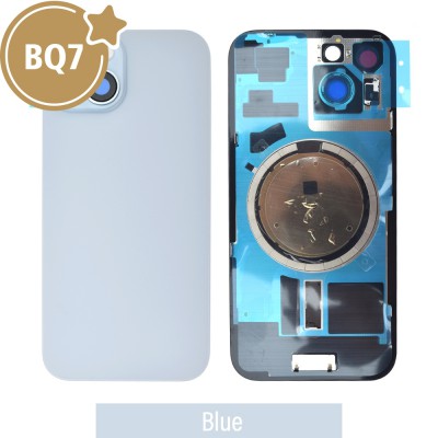 BQ7 Rear Cover Glass with Camera Lens Glass and Magsafe Magnet for iPhone 15 (NO LOGO)-Blue