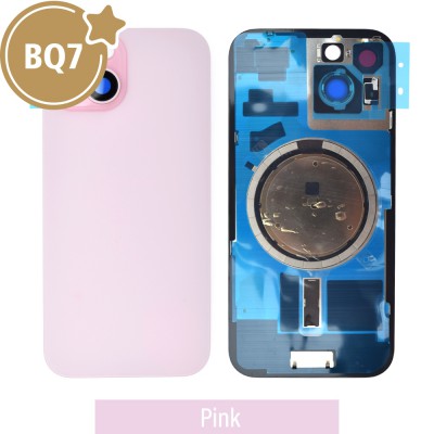 BQ7 Rear Cover Glass with Camera Lens Glass and Magsafe Magnet for iPhone 15 (NO LOGO)-Pink
