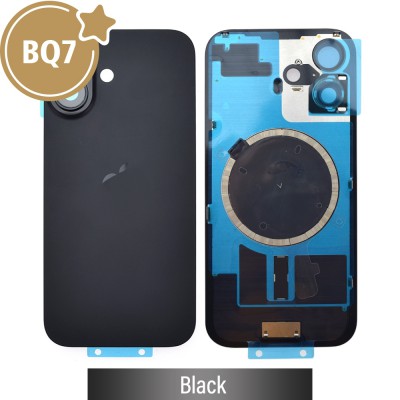 BQ7 Rear Cover Glass with Camera Lens Glass and Magsafe Magnet for iPhone 16-Black