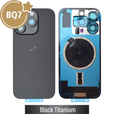 BQ7 Rear Cover Glass with Camera Lens Glass and Magsafe Magnet for iPhone 16 Pro-Black Titanium