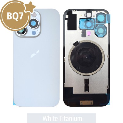 BQ7 Rear Cover Glass with Camera Lens Glass and Magsafe Magnet for iPhone 16 Pro-White Titanium