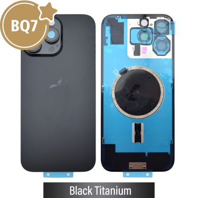 BQ7 Rear Cover Glass with Camera Lens Glass and Magsafe Magnet for iPhone 16 Pro Max-Black Titanium