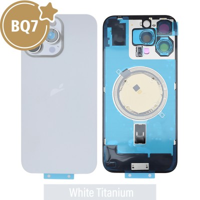 BQ7 Rear Cover Glass with Camera Lens Glass and Magsafe Magnet for iPhone 16 Pro Max-White Titanium