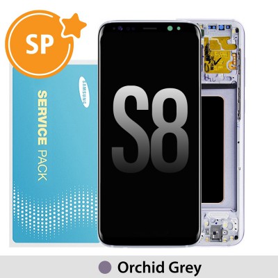 Samsung Galaxy S8 G950F OLED Screen Replacement with Frame Digitizer GH97-20457C (Service Pack)-Orchid Grey