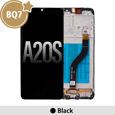 BQ7 LCD Screen Replacement Digitizer with Frame for Samsung Galaxy A20s A207F-Black (As the same as service pack, but not from official Samsung)
