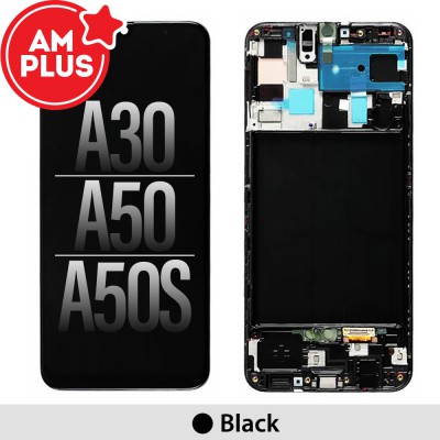 AMPLUS OLED Screen Replacement Digitizer with Frame for Samsung Galaxy A50 A505F / A50s A507F / A30 A305F-Black