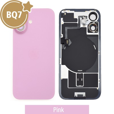 BQ7 Rear Cover Glass with Camera Lens Glass and Wireless Flex for iPhone 16-Pink