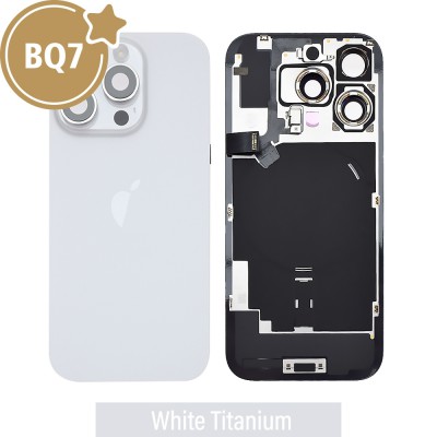BQ7 Rear Cover Glass with Camera Lens Glass and Wireless Flex for iPhone 16 Pro-White Titanium