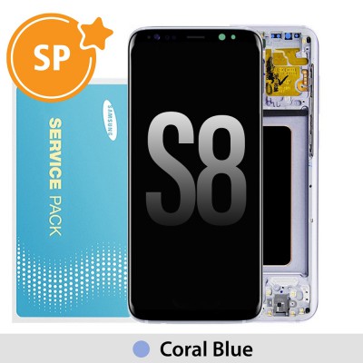Samsung Galaxy S8 G950F OLED Screen Replacement with Frame Digitizer GH97-20457D (Service Pack)-Coral Blue