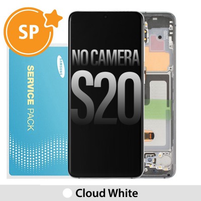 Samsung Galaxy S20 G980 OLED Screen Replacement with Frame GH82-22131B / GH82-22123B / GH82-31432B (Service Pack)-Cloud White