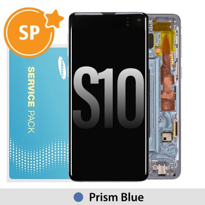 Samsung Galaxy S10 G973F OLED Screen Replacement with Frame Digitizer GH82-18850C/18835C (Service Pack)-Prism Blue