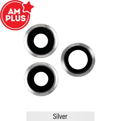 AMPLUS Rear Camera Lens with Bezel for iPhone 11 Pro / 11 Pro Max-Silver