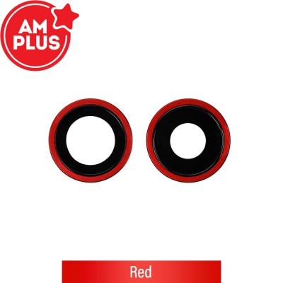 AMPLUS Rear Camera Lens with Bezel for iPhone 11-Red