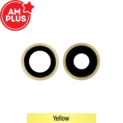 AMPLUS Rear Camera Lens with Bezel for iPhone 11-Yellow