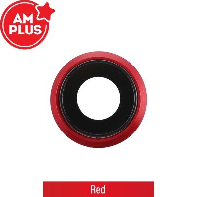 AMPLUS Rear Camera Lens with Bezel for iPhone 8 / SE 2020 / SE 2022-Red