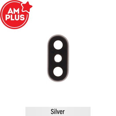 AMPLUS Rear Camera Lens with Bezel for iPhone XS / XS Max-Silver (Real Sapphire, Premium Quality)