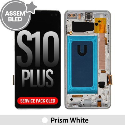 ASSEMBLED OLED Screen Replacement with Frame for Samsung Galaxy S10 Plus G975F-Prism White