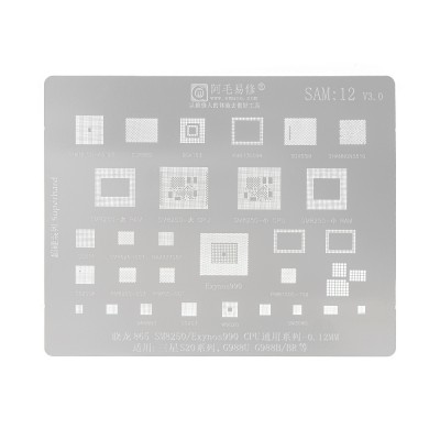 AMAOE BGA Reballing Stencil With CPU Position SAM12 for Samsung Galaxy S20 Series etc