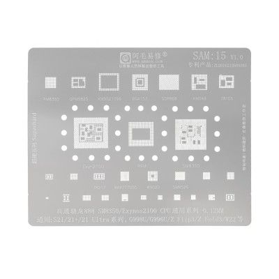 AMAOE BGA Reballing Stencil With CPU Position SAM15 for Samsung Galaxy S21 / S21 Plus / S21 Ultra Series etc