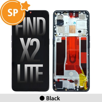 OLED Screen Digitizer Replacement with Frame for OPPO Find X2 Lite 4903624 (Service Pack)-Black