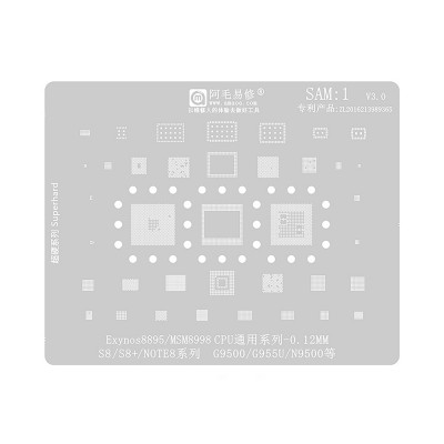 AMAOE BGA Reballing Stencil With CPU Position SAM1 for Samsung Galaxy S8 / S8 Plus / Note8