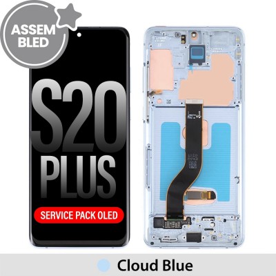 ASSEMBLED OLED Screen Replacement with Frame for Samsung Galaxy S20 Plus G985 / G986-Cloud Blue