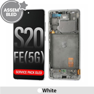 ASSEMBLED OLED Screen Replacement with Frame for Samsung Galaxy S20 FE 5G G780/G781-White