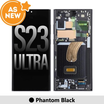 AS NEW-Samsung Galaxy S23 Ultra 5G S918B OLED Screen Replacement-Phantom Black (SERVICE PACK SCREEN AND SERVICE PACK  FRAME  ASSEMBLED BY CRAZY)
