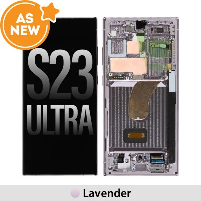 AS NEW-Samsung Galaxy S23 Ultra 5G S918B OLED Screen Replacement-Lavender (SERVICE PACK SCREEN AND SERVICE PACK  FRAME  ASSEMBLED BY CRAZY)