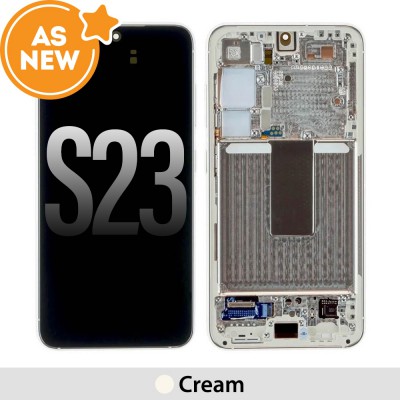 AS NEW-Samsung Galaxy S23 5G S911B OLED Screen Replacement-Cream (SERVICE PACK SCREEN AND SERVICE PACK FRAME ASSEMBLED)