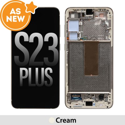 AS NEW-Samsung Galaxy S23 Plus S916B OLED Screen Replacement-Cream (SERVICE PACK SCREEN AND SERVICE PACK FRAME ASSEMBLED)