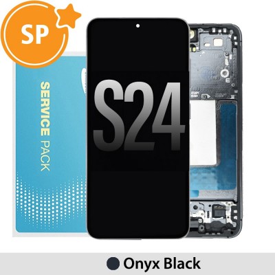 Samsung Galaxy S24 S921B OLED Screen Replacement Digitizer with Frame GH82-33287A (Service Pack)-Onyx Black