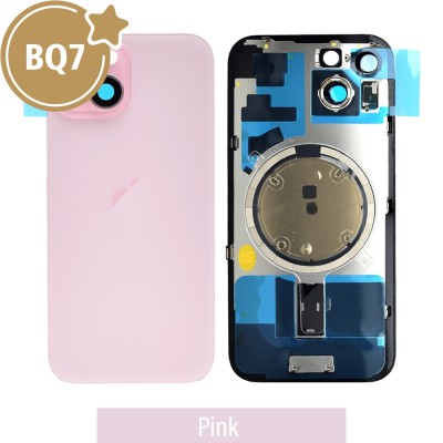 BQ7 Rear Cover Glass with Camera Lens Glass and Magsafe Magnet for iPhone 15-Pink