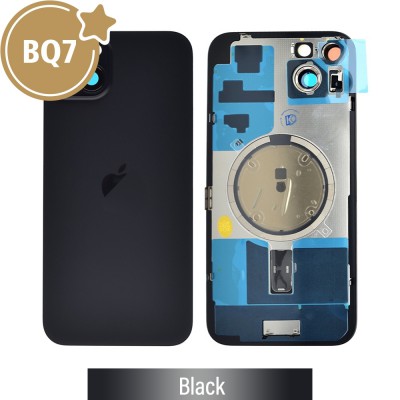 BQ7 Rear Cover Glass with Camera Lens Glass and Magsafe Magnet for iPhone 15 Plus-Black