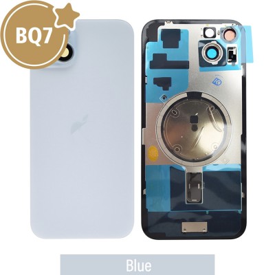BQ7 Rear Cover Glass with Camera Lens Glass and Magsafe Magnet for iPhone 15 Plus-Blue