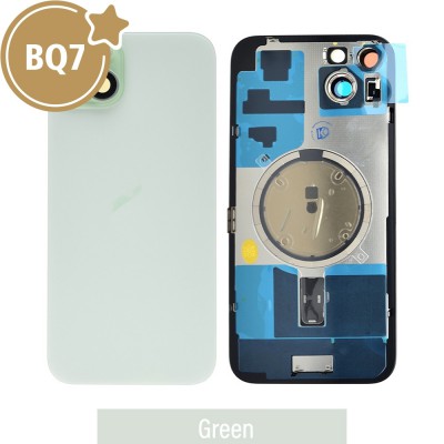 BQ7 Rear Cover Glass with Camera Lens Glass and Magsafe Magnet for iPhone 15 Plus-Green