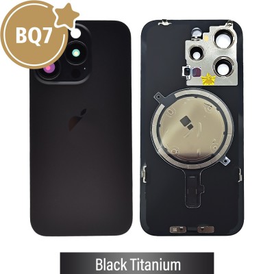 BQ7 Rear Cover Glass with Camera Lens Glass and Magsafe Magnet for iPhone 15 Pro-Black Titanium