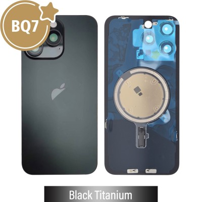 BQ7 Rear Cover Glass with Camera Lens Glass and Magsafe Magnet for iPhone 15 Pro Max-Black Titanium