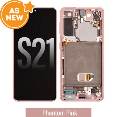 AS NEW-Samsung Galaxy S21 5G G991B OLED Screen Replacement- Phantom Pink (SERVICE PACK SCREEN AND SERVICE PACK FRAME ASSEMBLED)