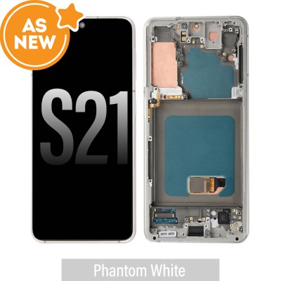 AS NEW-Samsung Galaxy S21 5G G991B OLED Screen Replacement-Phantom White (SERVICE PACK SCREEN AND SERVICE PACK FRAME ASSEMBLED)
