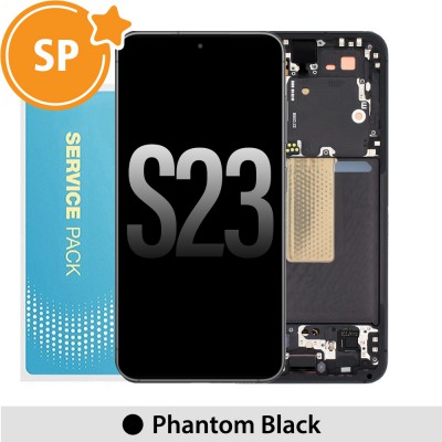 Samsung Galaxy S23 5G S911B OLED Screen Replacement Digitizer with Frame GH82-30480A (Service Pack)-Phantom Black